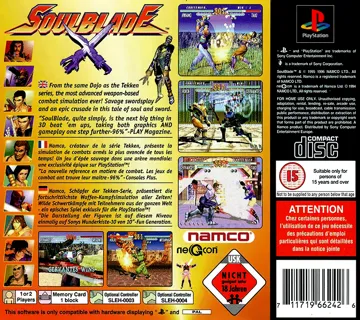 Soul Blade (US) box cover back